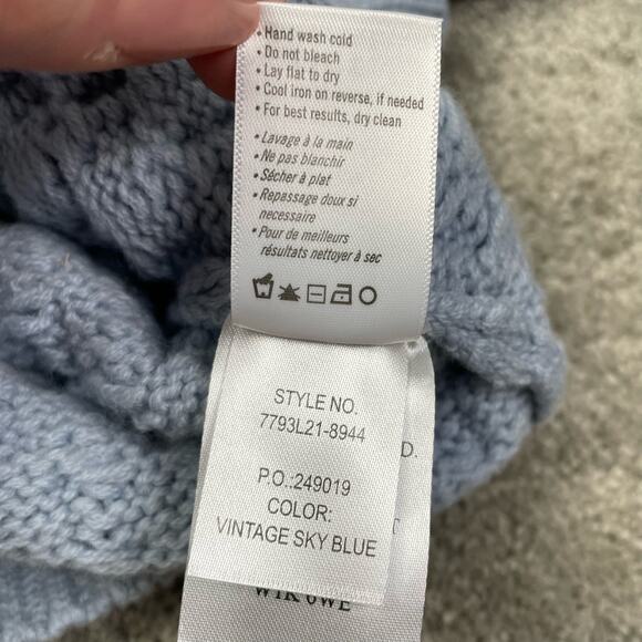 PAIGE Olette Wool Blend Chunky Boxy Crewneck Sweater Vintage Sky Blue Sz XL NWOT - Picture 11 of 15